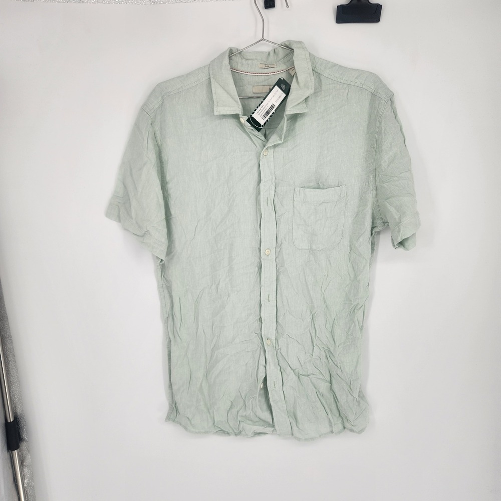 Hawker Rye Men Solid Essential Linen SS Shirt Slim Fit Light Green L WE-MGW10009